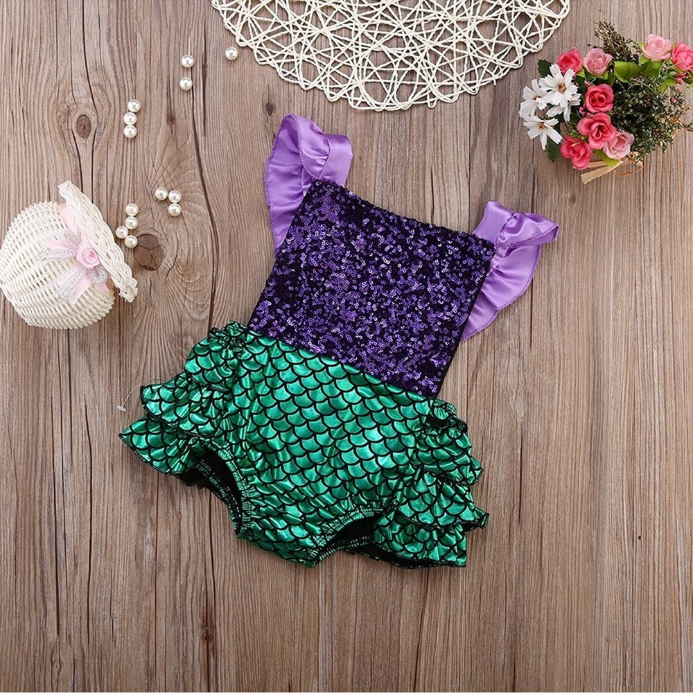 Baby Girl Sequins Mermaid Jumpsuit Romper Jumpsuit